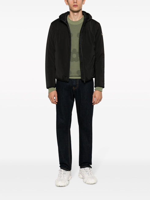 logo-patch zip-up hooded jacket