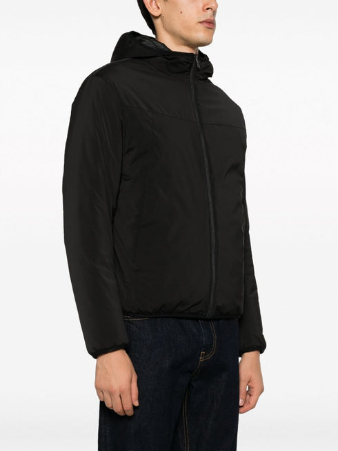 logo-patch zip-up hooded jacket