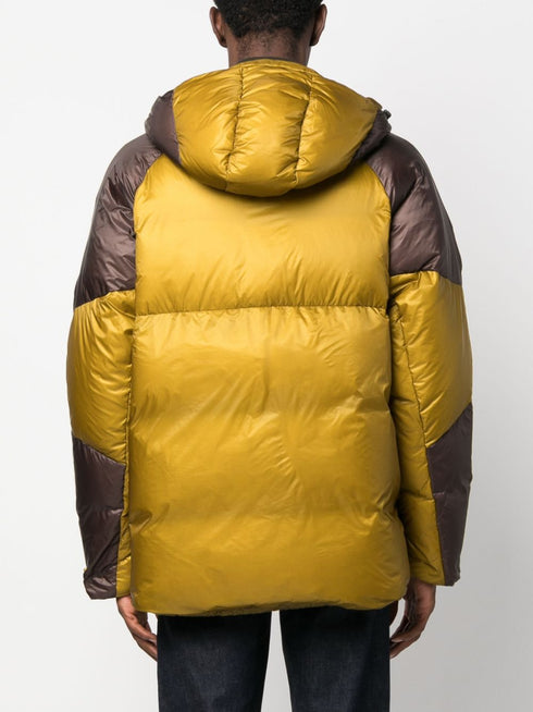 two-tone hooded down jacket
