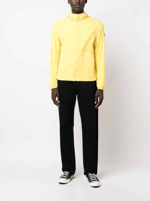 logo-patch zip-up hooded jacket