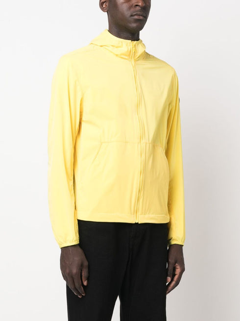 logo-patch zip-up hooded jacket