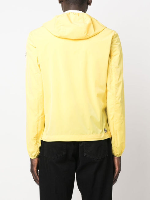 logo-patch zip-up hooded jacket