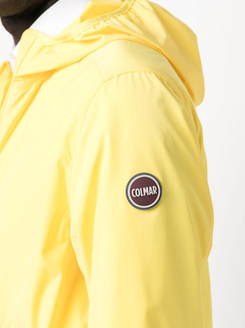 logo-patch zip-up hooded jacket