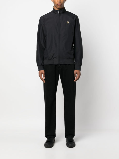 logo-embroidered zip-up jacket