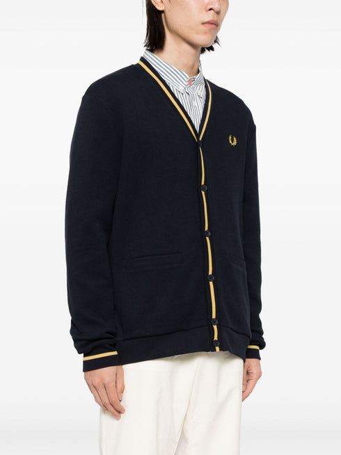 logo-embroidered button-up cardigan