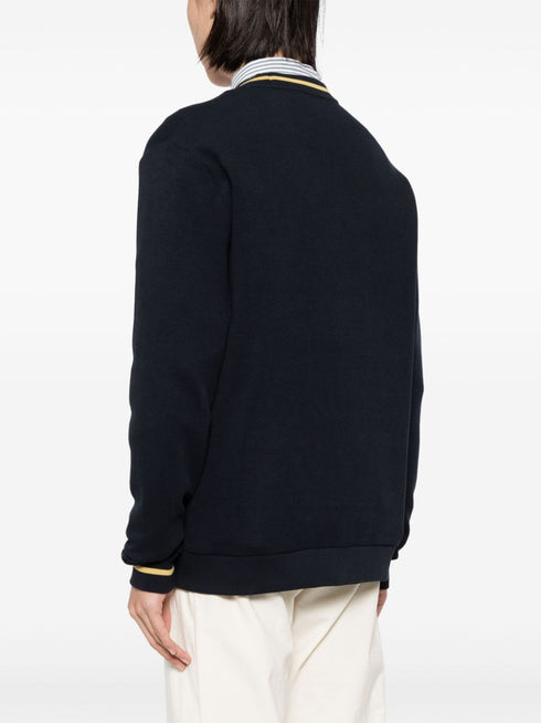 logo-embroidered button-up cardigan