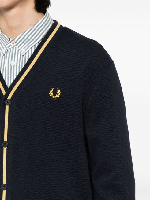 logo-embroidered button-up cardigan