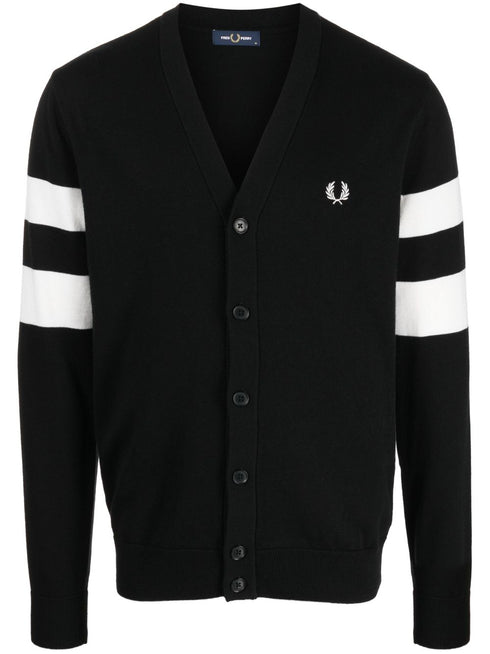 logo-embroidered button-up cardigan
