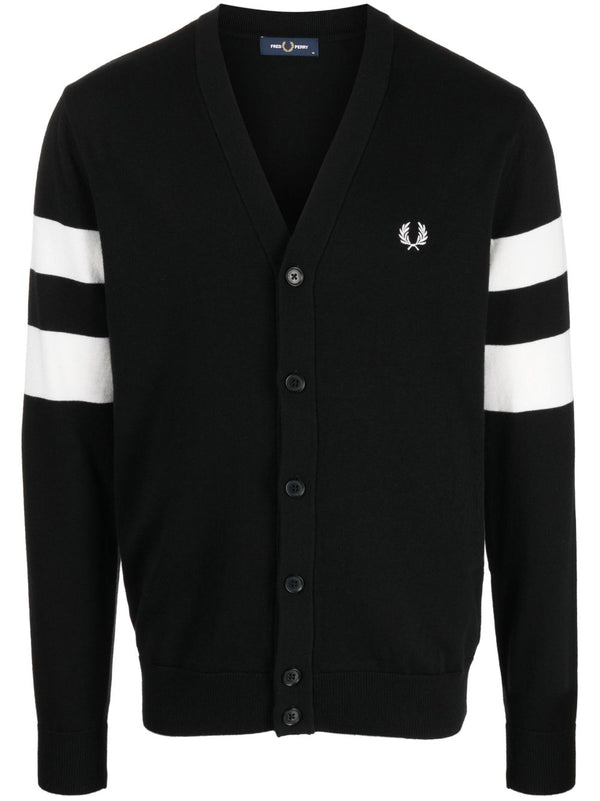 logo-embroidered button-up cardigan