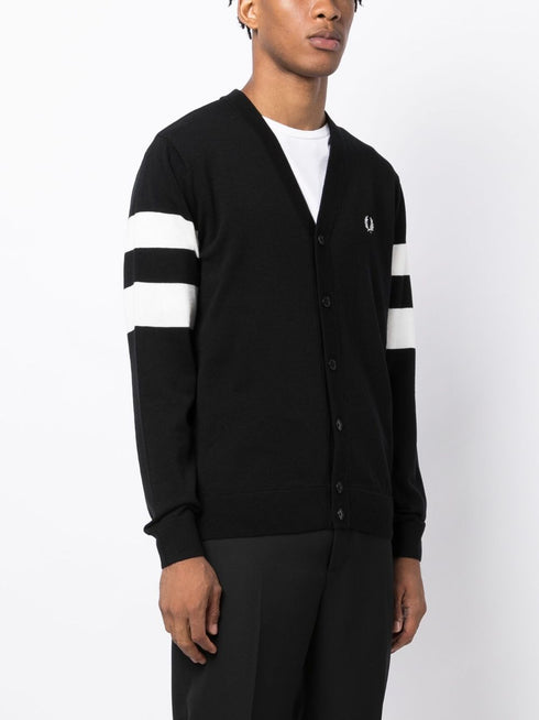 logo-embroidered button-up cardigan