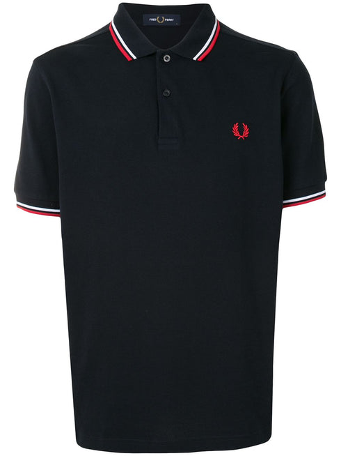stripe-trim logo polo shirt