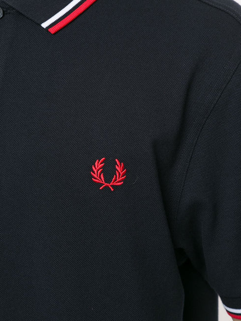 stripe-trim logo polo shirt