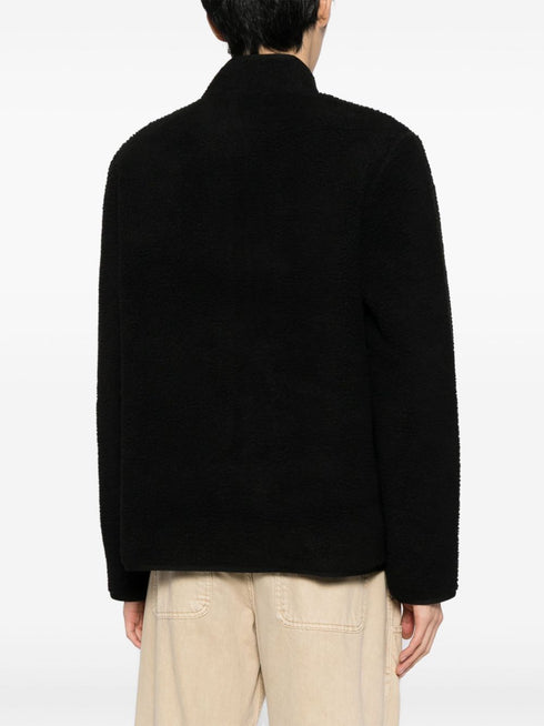 logo-embroidered fleece bomber jacket