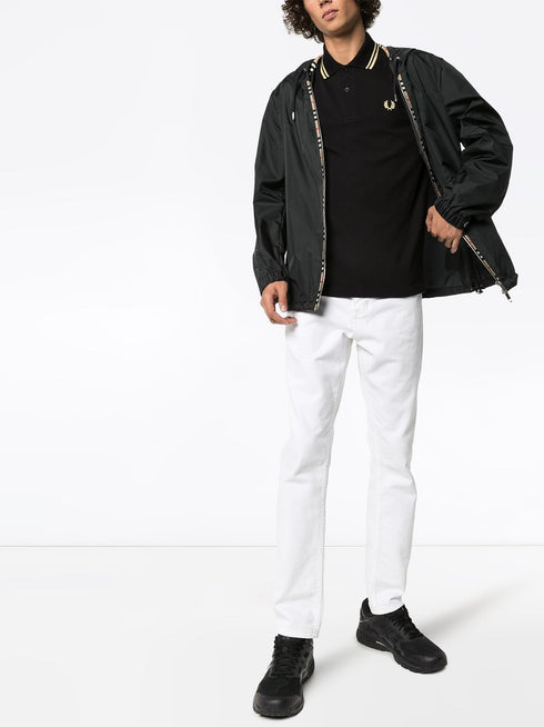 stripe-trimmed polo shirt