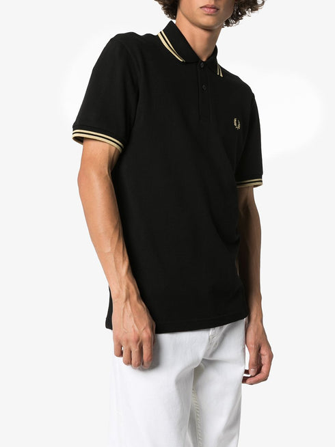 stripe-trimmed polo shirt