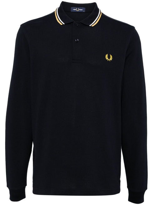 logo-embroidered long-sleeved polo shirt