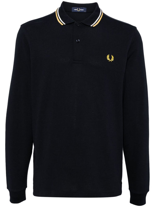 logo-embroidered long-sleeved polo shirt