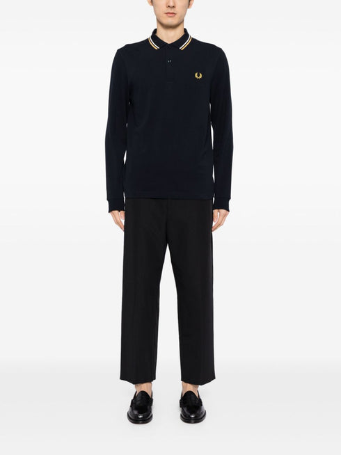 logo-embroidered long-sleeved polo shirt