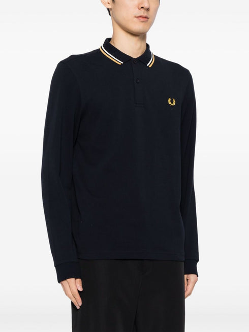 logo-embroidered long-sleeved polo shirt