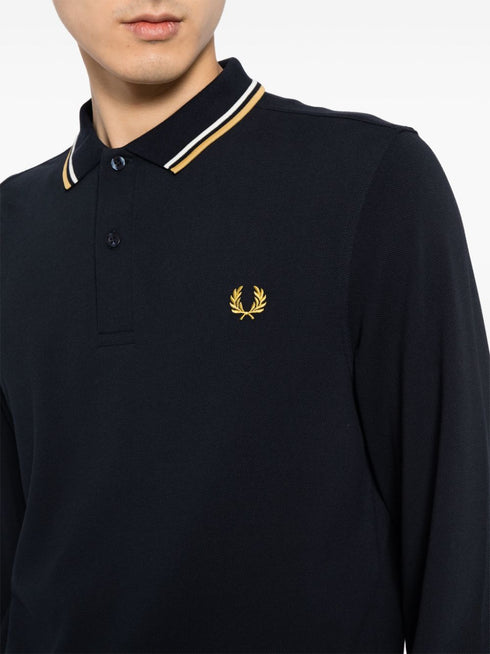 logo-embroidered long-sleeved polo shirt