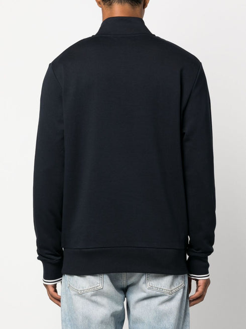 logo-embroidered zip-up jumper