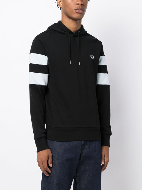striped sleeve cotton hoodie