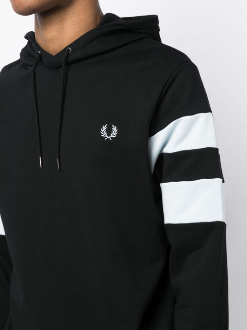 striped sleeve cotton hoodie