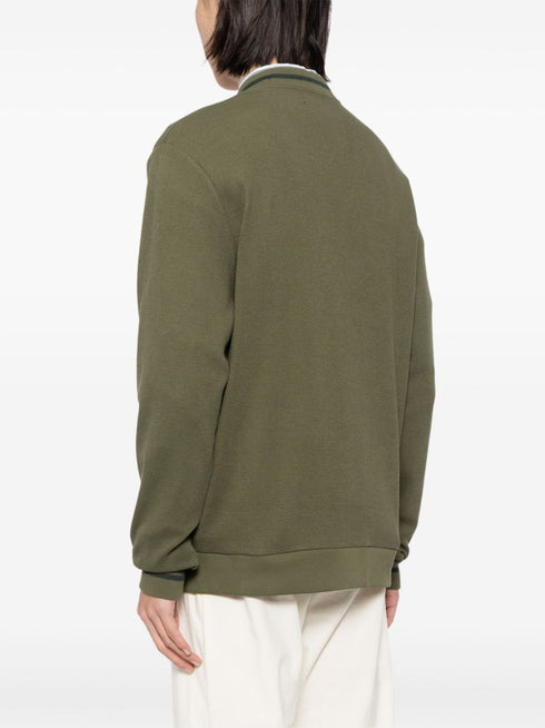 logo-embroidered button-up cardigan