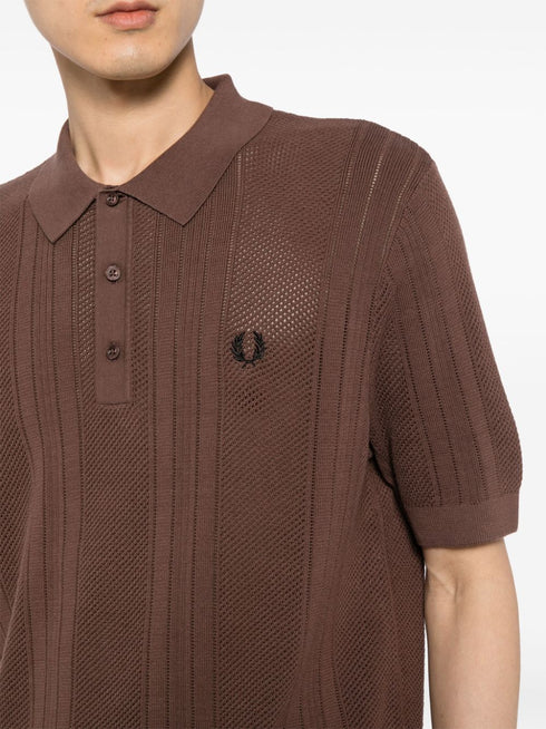 crochet knit polo shirt