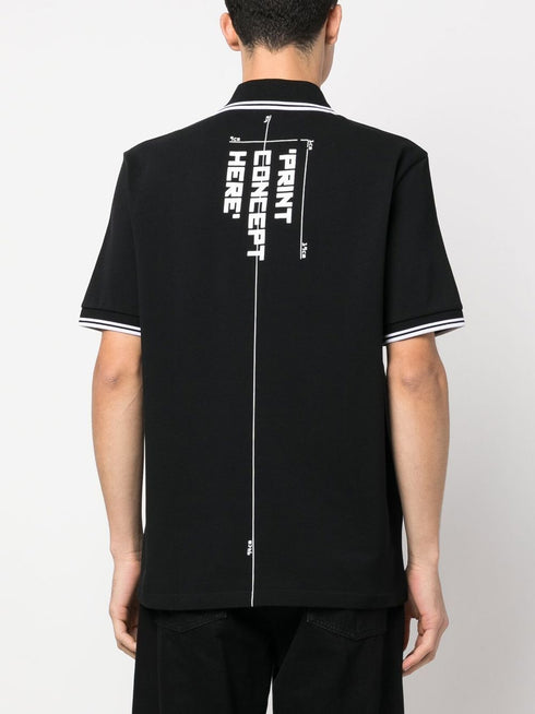 sketch-style cotton polo shirt