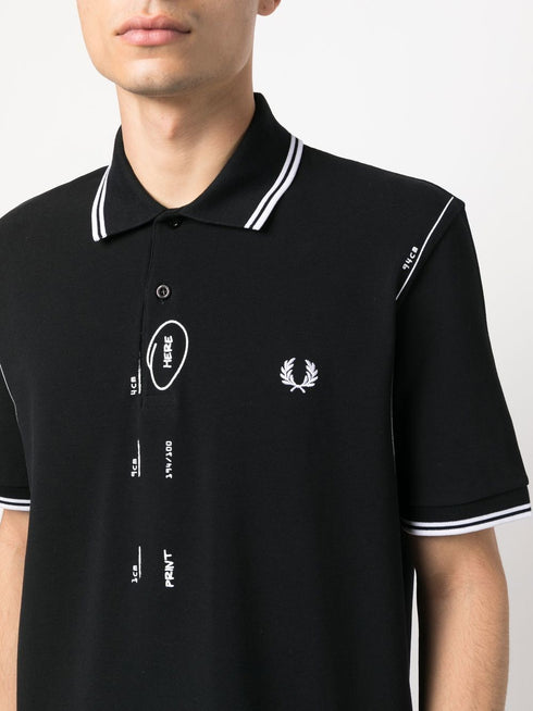 sketch-style cotton polo shirt