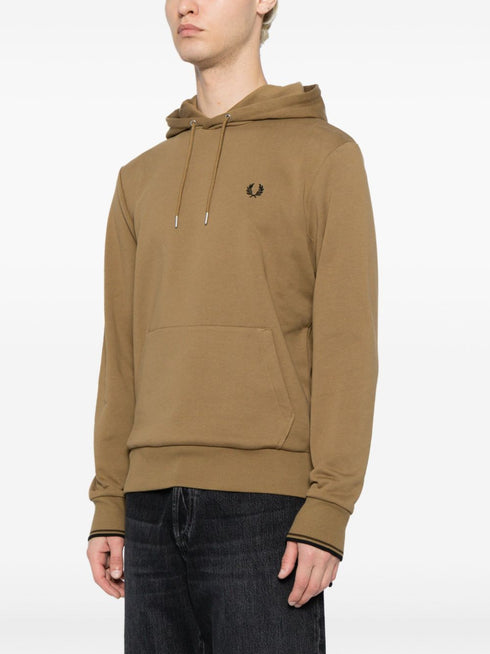 bluza z kapturem i ściągaczem z haftowanym logo