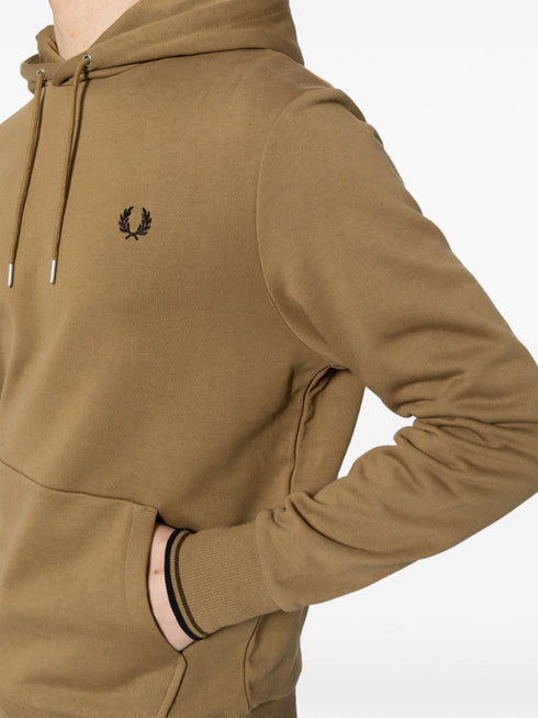 bluza z kapturem i ściągaczem z haftowanym logo