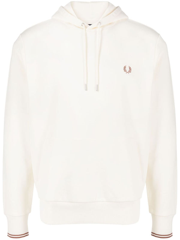 bluza z kapturem i ściągaczem z haftowanym logo