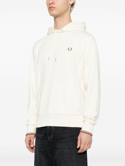 bluza z kapturem i ściągaczem z haftowanym logo