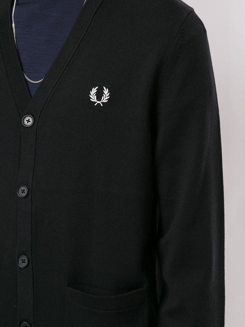 logo-embroidered cardigan