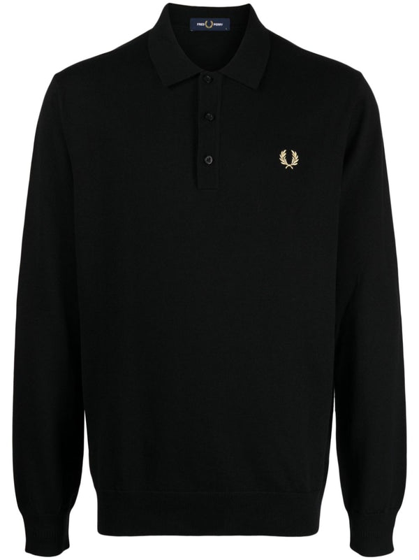 logo-embroidered wool-blend jumper
