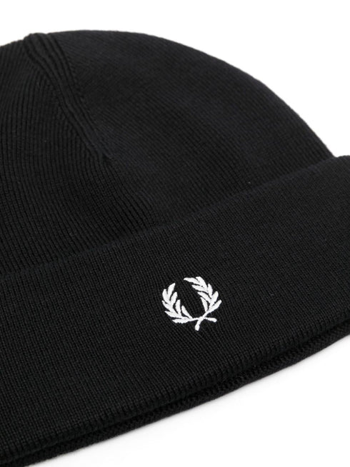 logo-embroidered knitted beanie