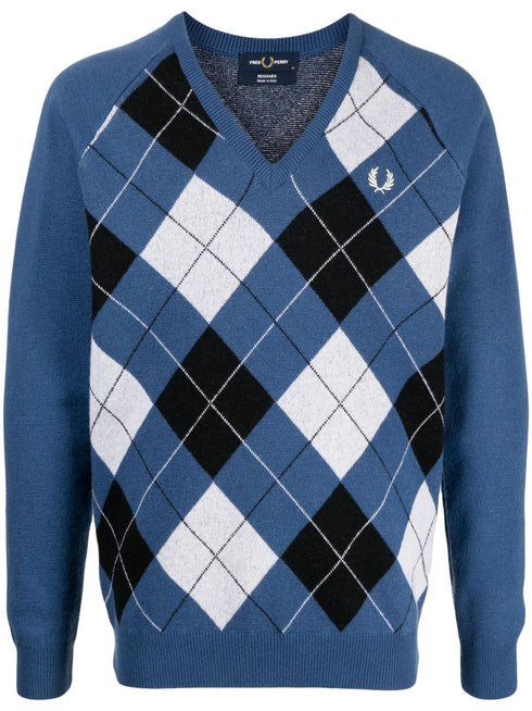 embroidered logo checked jumper