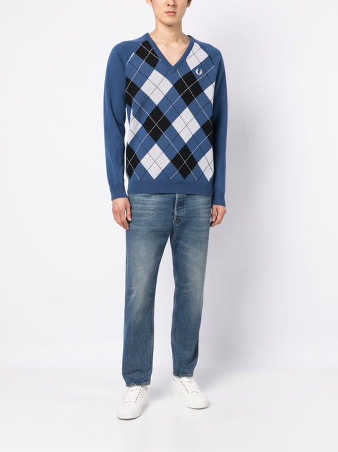 embroidered logo checked jumper