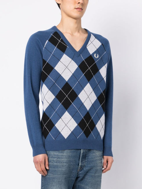embroidered logo checked jumper