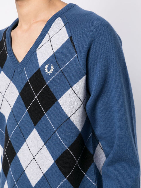 embroidered logo checked jumper