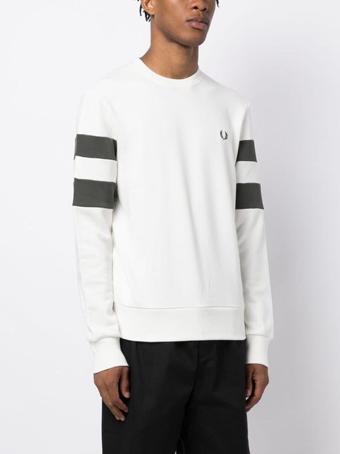 Ringer-embroidered cotton sweatshirt