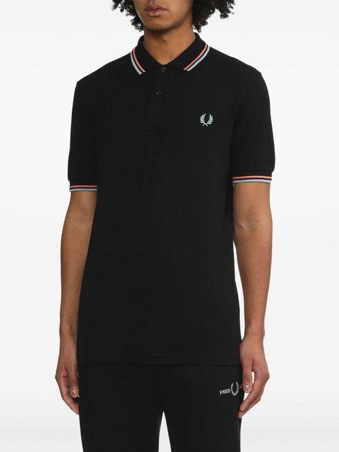 stripe-detail cotton polo shirt