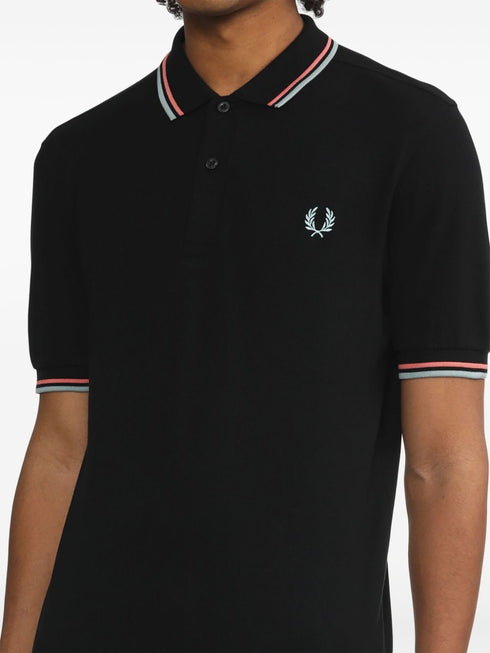 stripe-detail cotton polo shirt