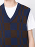 Checkerboard V-neck knitted vest