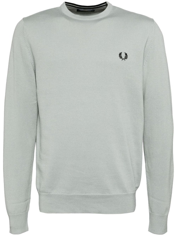 logo-embroidered wool-blend jumper