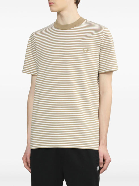 bawełniana koszulka w paski z haftowanym logo