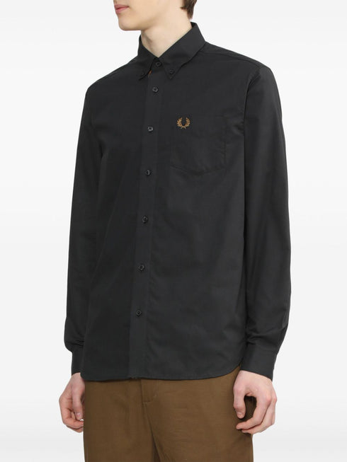 Laurel Wreath-embroidered cotton shirt