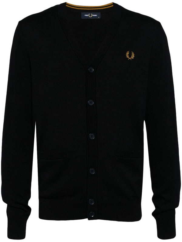 logo-embroidered v-neck cardigan